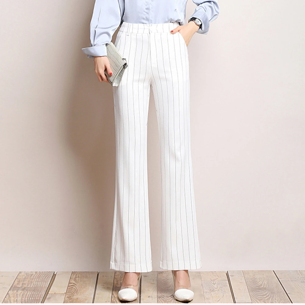 YUEY/Новое поступление летние прямые брюки с высокой талией для женщин полосатые