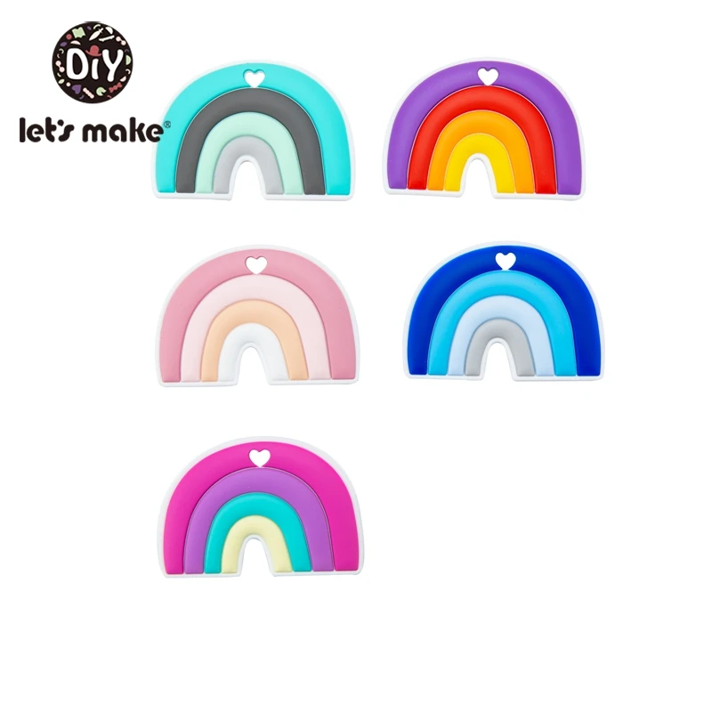 

Let'S Make Silicone Rainbow Teether Baby Cartoon Toys Food Grade Free Bpa For Kid Chewing Necklace Beading DIY Silicone Toys