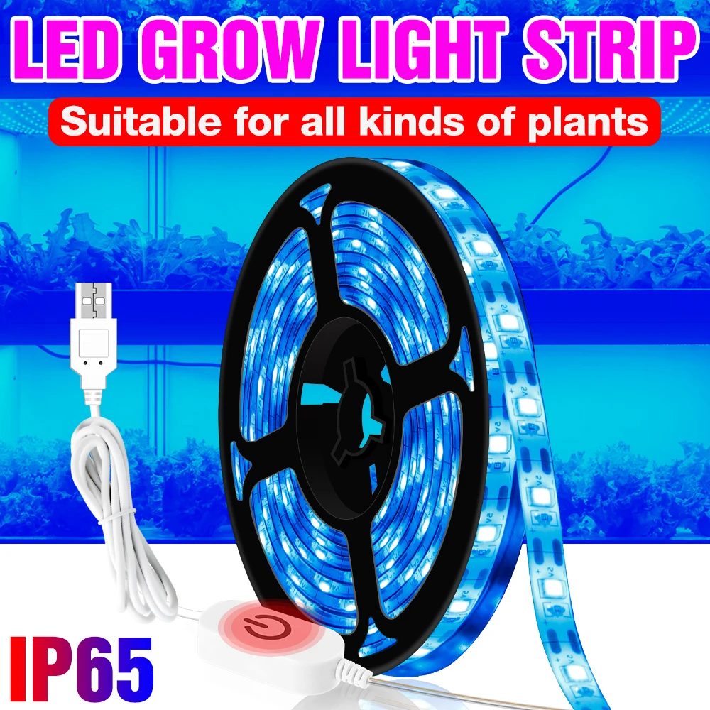 

5V LED Full Spectrum Plant Light Strip USB Phyto Grow Lamp 0.5M 1M 2M 3M LED Touch Dimming Waterproof Planting Light Hydroponic