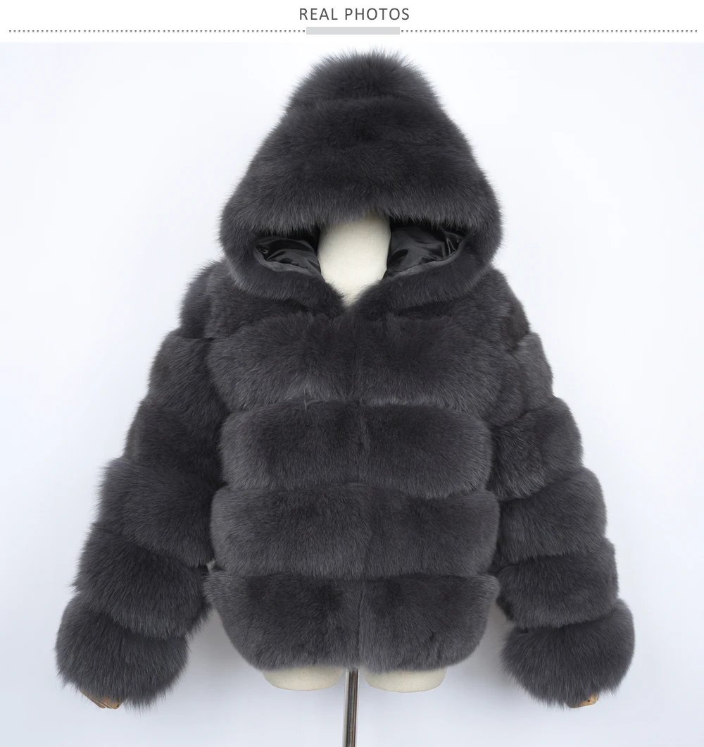 Jancoco Max Женские пальто с натуральным лисьим мехом и капюшоном модный стиль Меховая куртка высокого качества Зимняя теплая S7254