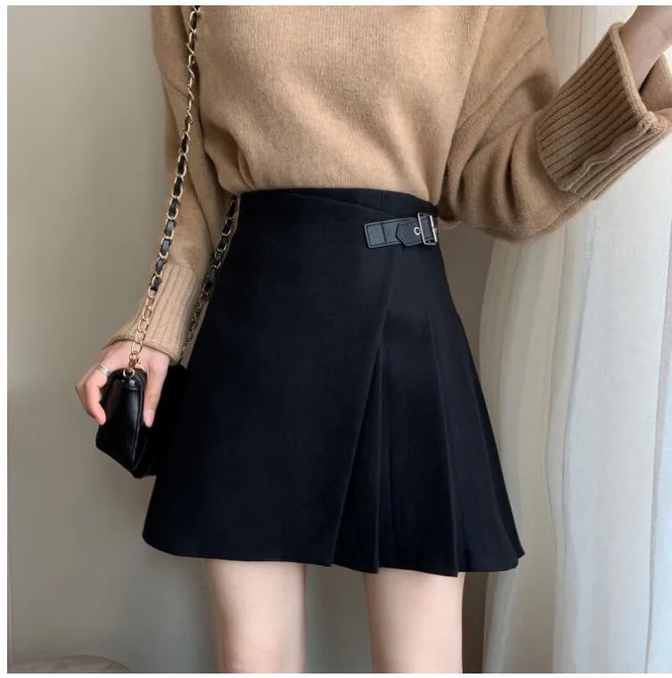 

2020 new large size pleated skirt Korean high waist thin A word skirt