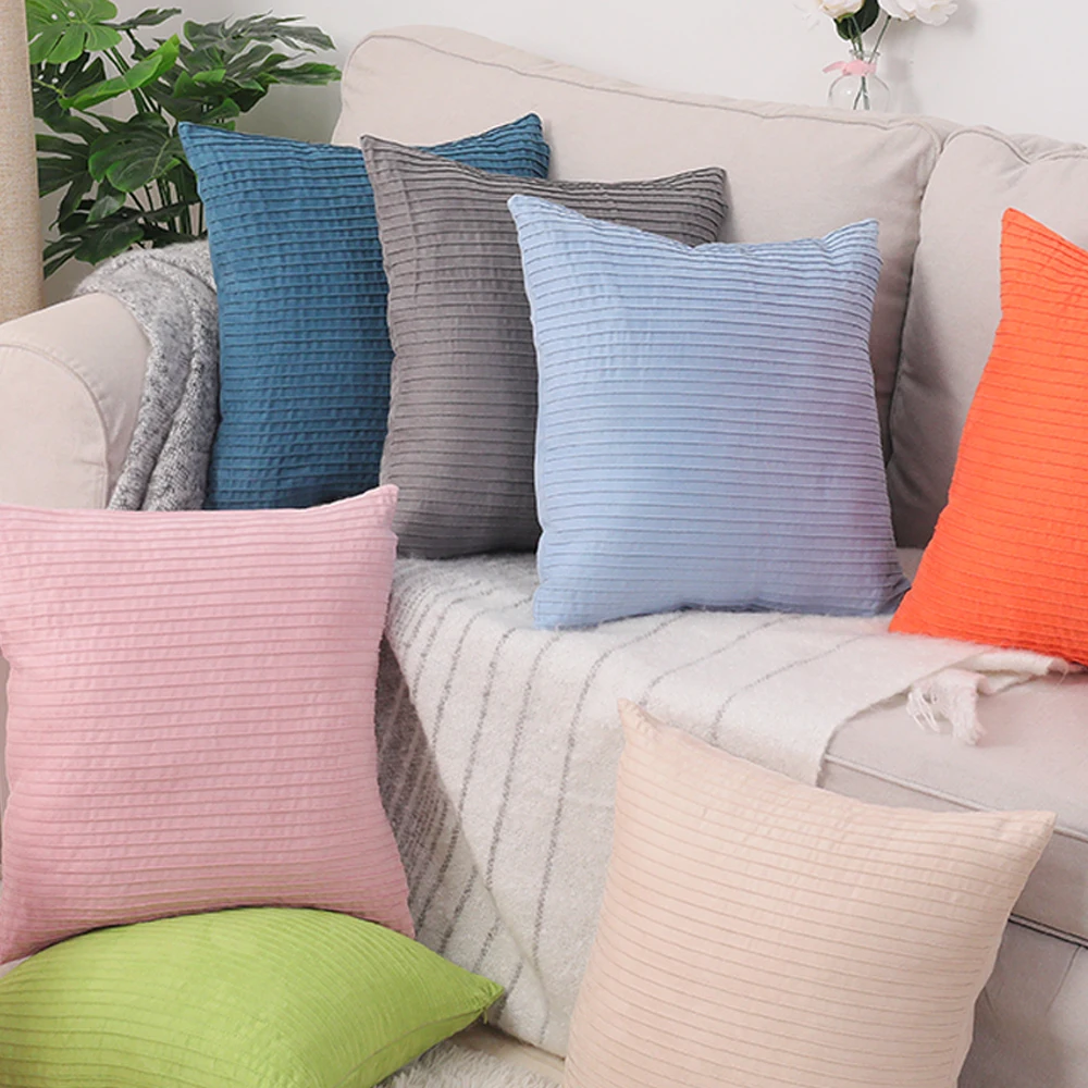 

Free Shopping Custom 40/45/50/55/60/65cm 8 Colors Polyester Suede Embroidery Vertical Stripe Cushion Cover HT-PSUEC-B