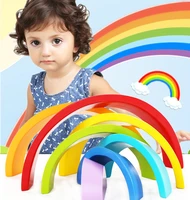 wooden multicolored arched rainbow building blocks childrens baby jengle music creative toys