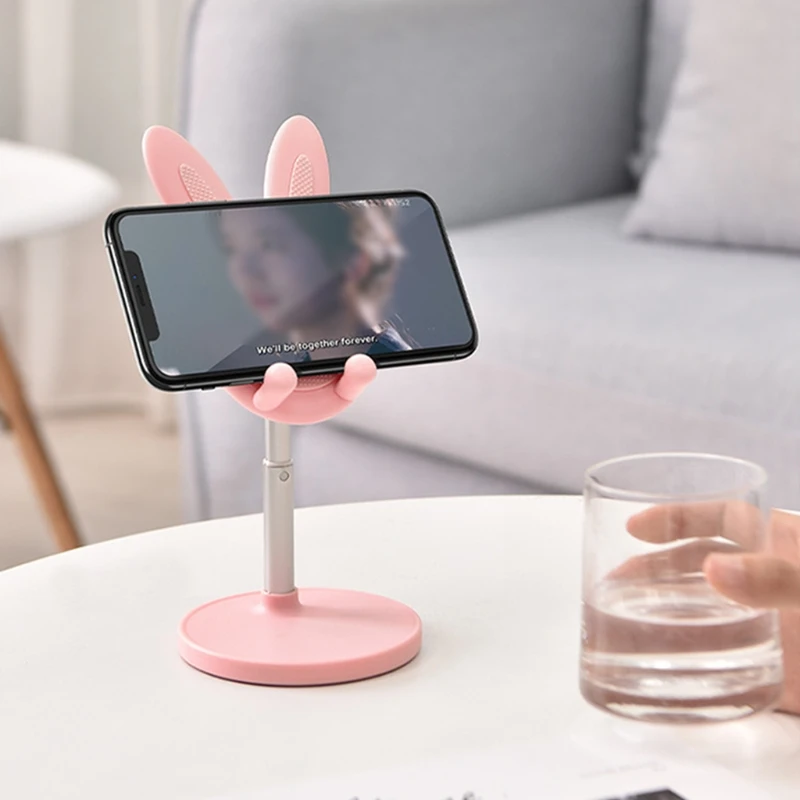 

Adjustable Lifting and Lowering Desktop Stand Cute Rabbit Ear Multipurpose Table Support Mobile Phone Holder Storage