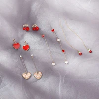 korean new fashion sweet red love cherry strawberry dangle earrings temperament simple women girl jewelry accessories