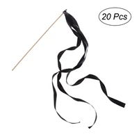 20pcs ribbon sticks fairy sticks ribbon streamers wands wedding party wands party favors without bell black
