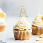 1 шт. A-Z украшения для торта с буквенным принтом металлический Алмазный Топпер для торта на свадьбу, день рождения, юбилей, десерт, декор кекса
