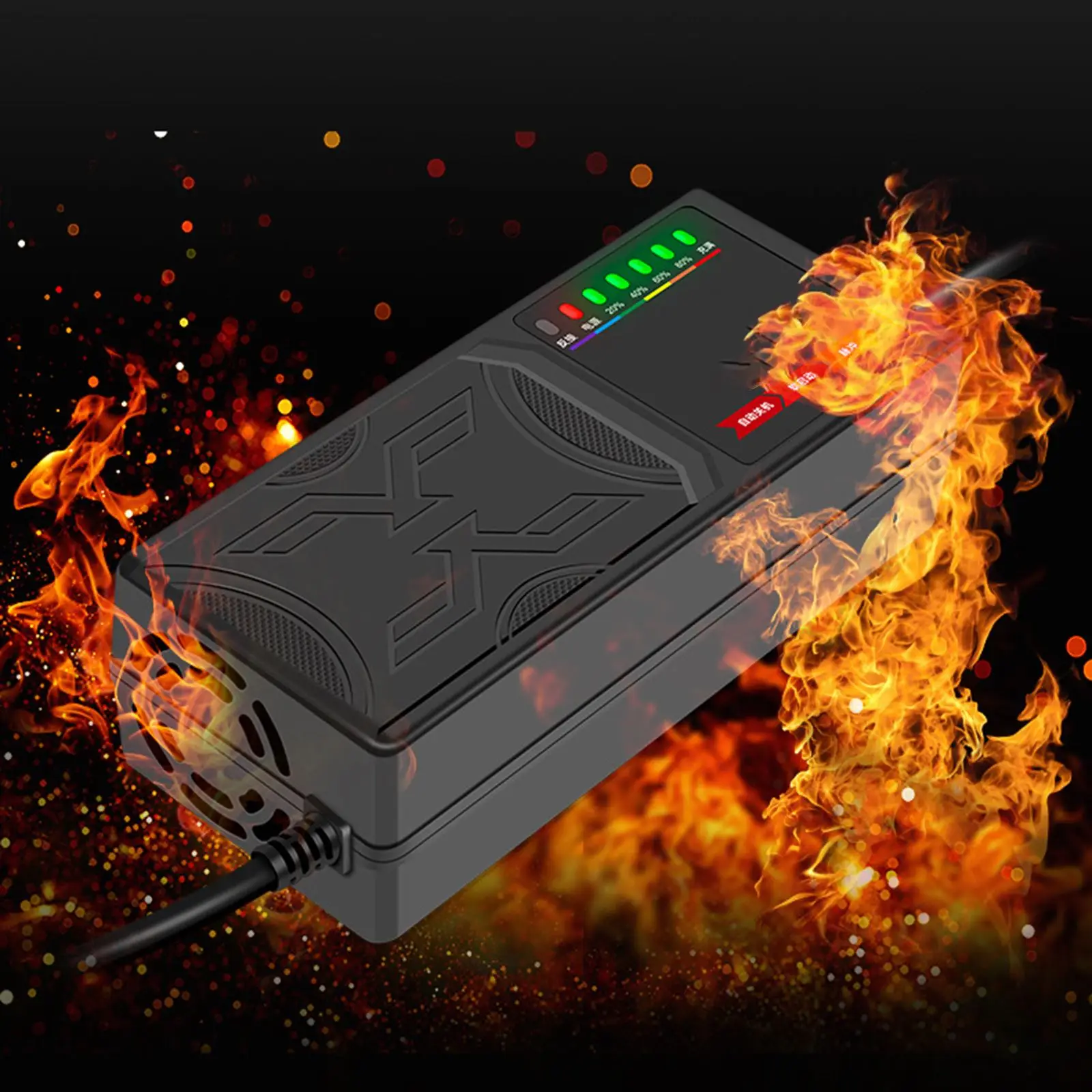 72V 20AH Electric Vehicles Battery Charger Auto Off 7 Lights Power Indicator Multi-Protection Functions 220V Charger-Black |