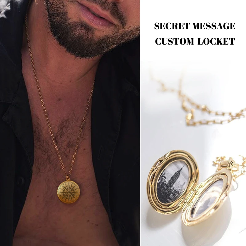 Персонализированный Кулон с фото гравировкой надписью секретное сообщение