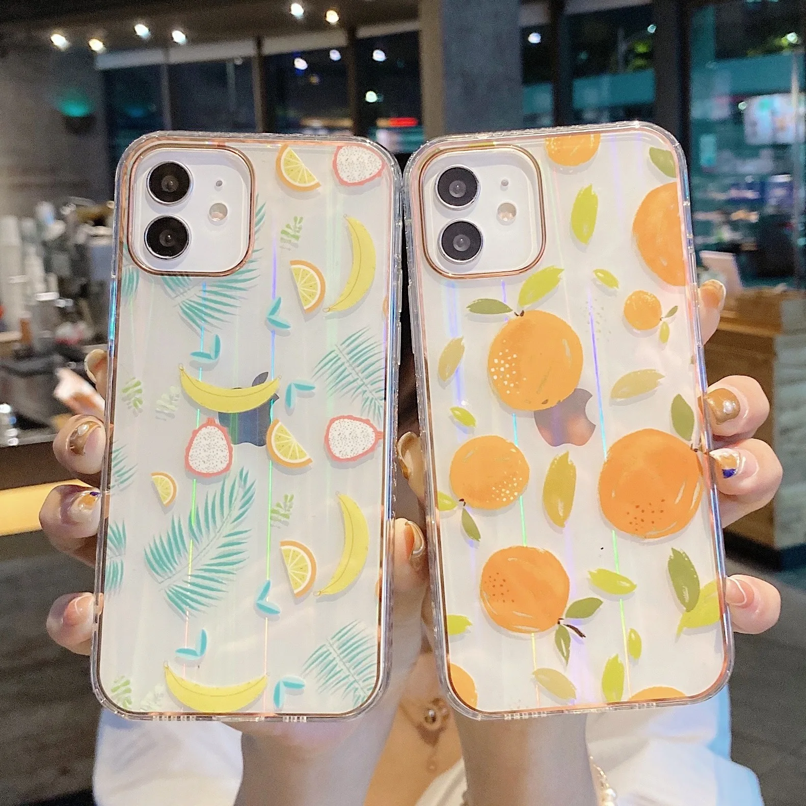 

Cute Banana Orange Lemon Cherries Fruit Design Phone Cover for Iphone 11 12 Mini Pro Max 7 8p Se Xs Xr Phone Clear Soft Cases