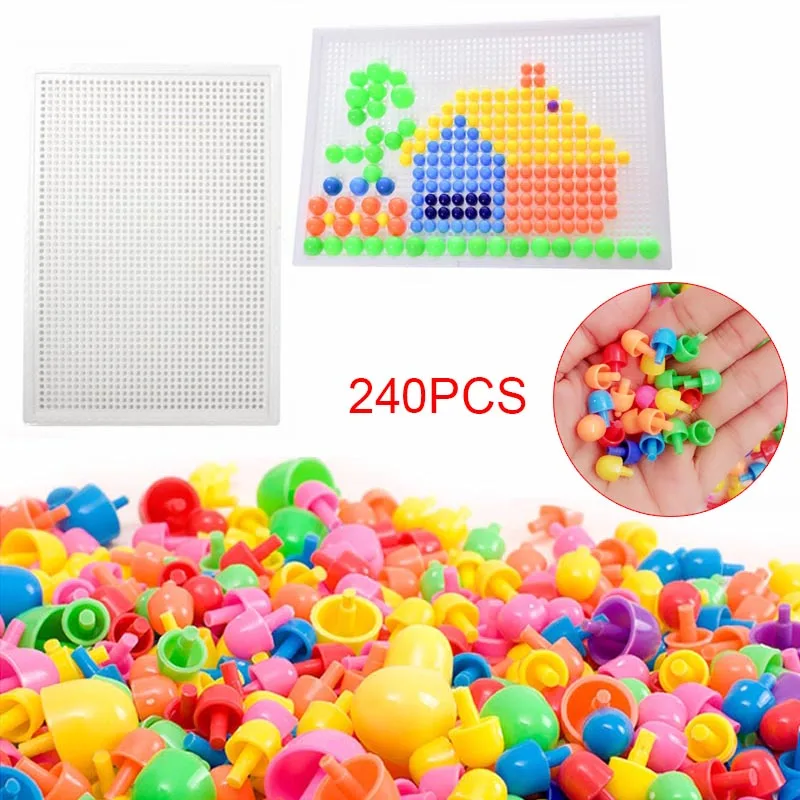 

240pcs/Set Mosaic Picture 3D Puzzles Toys Children Composite Puzzle Mushroom Nail Kit Educational Kids Toy Gift YH-17