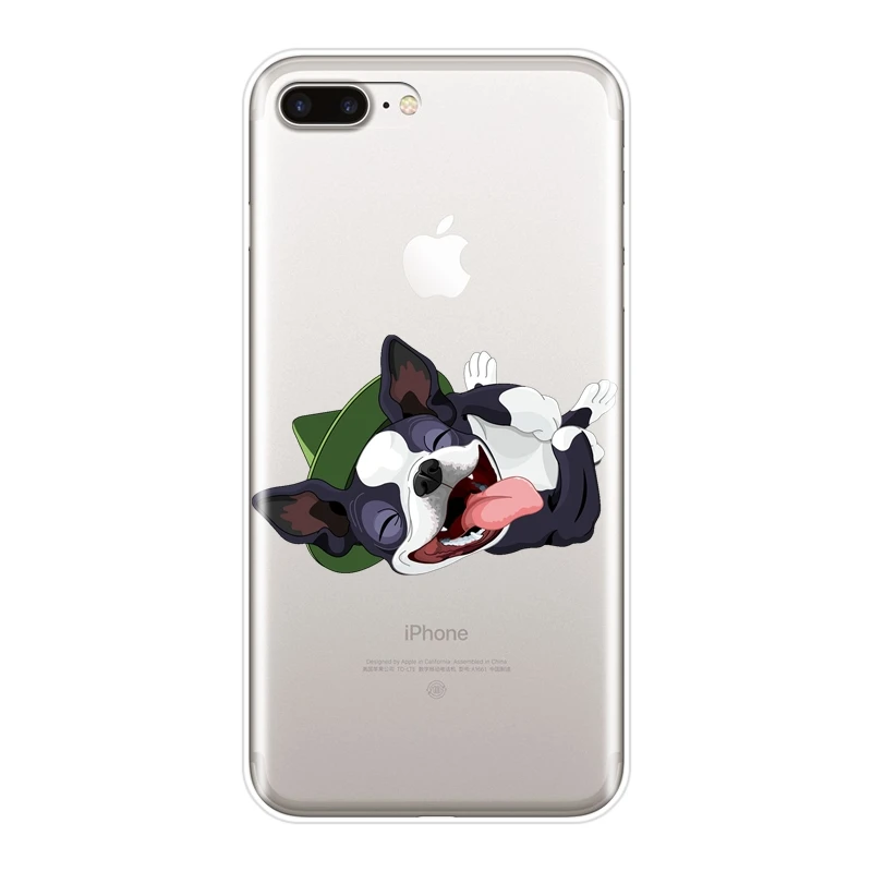 Чехол для iPhone X XR XS MAX 8 7 6 S мягкий силиконовый чехол Apple Plus с рисунком мопса