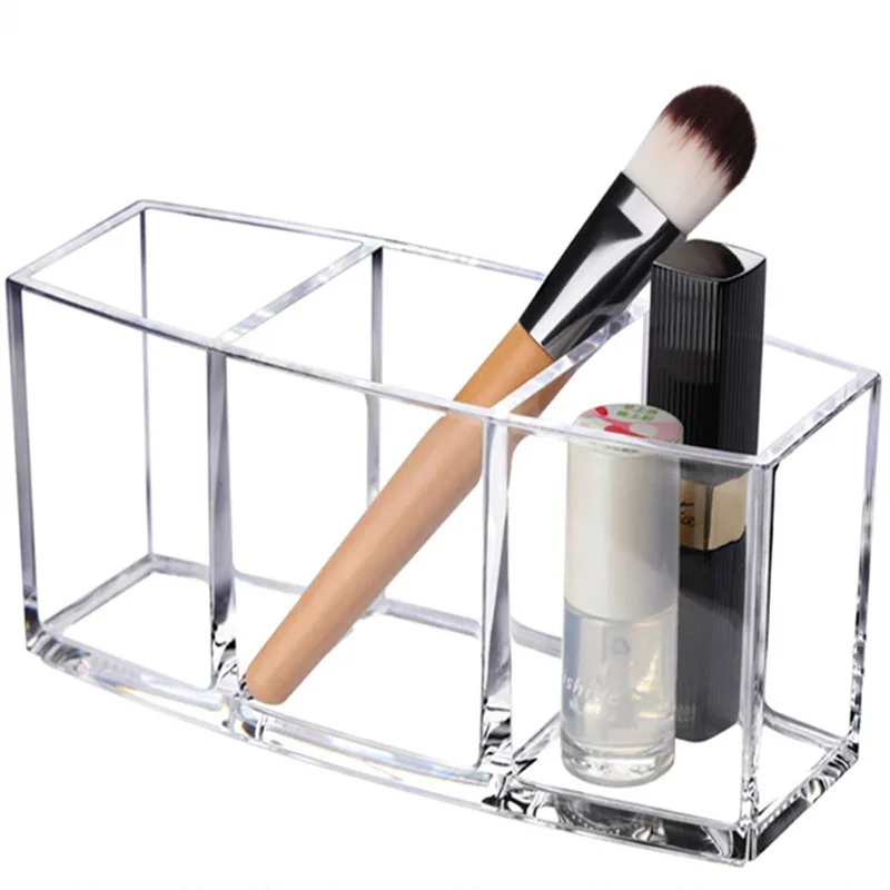 

3 Holes Table Organizer Make Up Tool Transparent Acrylic Makeup Brush Tool Cosmetic Makeup Storage Box Case Make-up Brush Holder