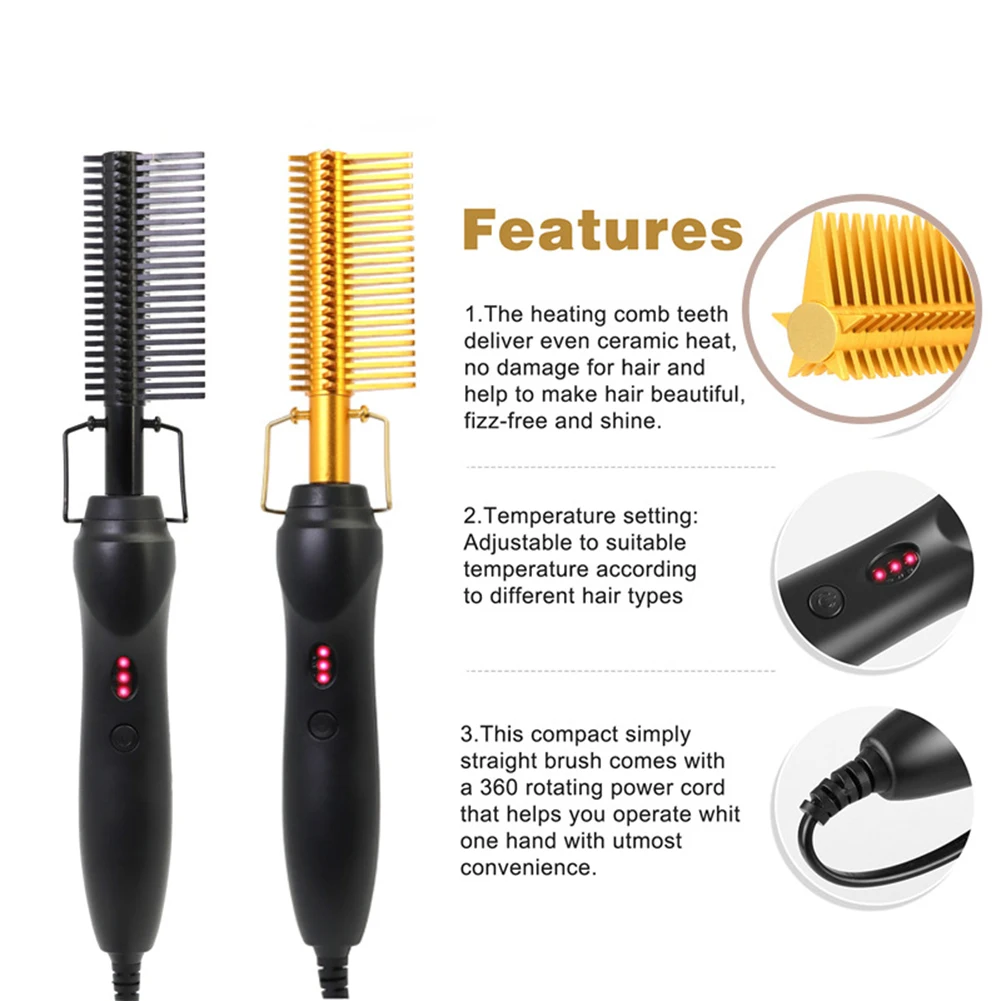 

Профессиональная щетка для волос 2 в 1, выпрямитель, бигуди, портативная, против ожогов, гребень для сухого и влажного нагрева, электрическая ...