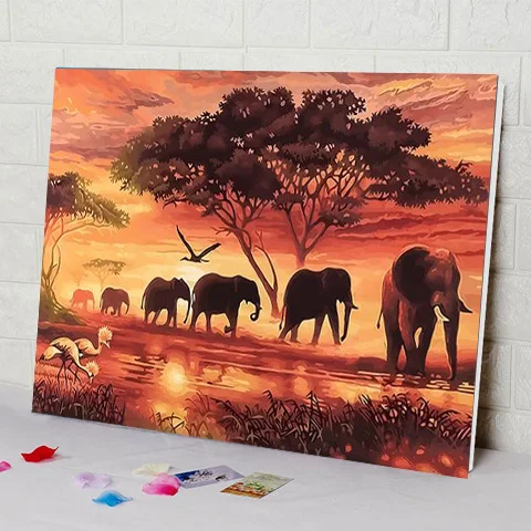 Красочные Безрамные Картины оленя DIY живопись по номерам картина маслом на