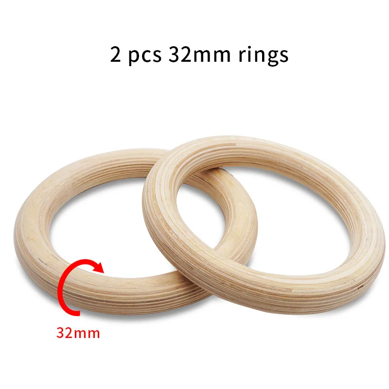 1 pair ring 32mm 28/32 мм Профессиональный деревянные гимнастические кольца с регулируемыми длинными пряжками ремни тренировки для домашнего спортзала и крест для фитнеса - Цвет: 1 pair ring 32mm