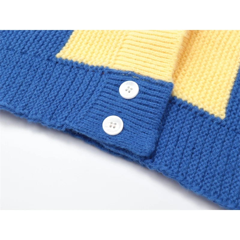 Женский трикотажный кардиган в стиле пэчворк повседневный Свободный вязаный