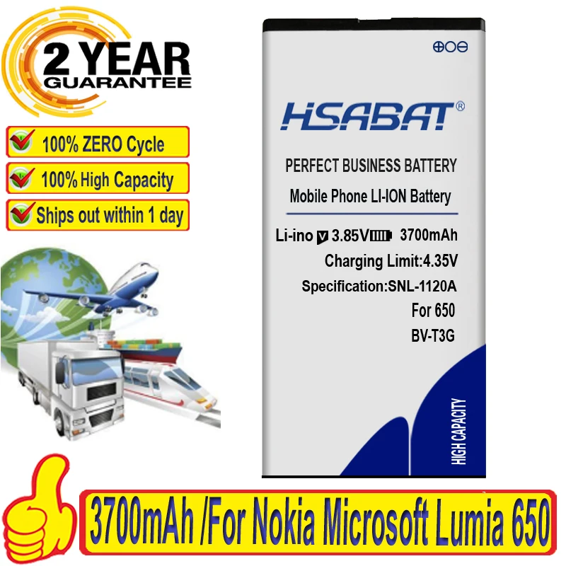 HSABAT 3700mAh BV-T3G для Nokia Microsoft Lumia 650 RM-1154 BVT3G аккумулятор | Мобильные телефоны и