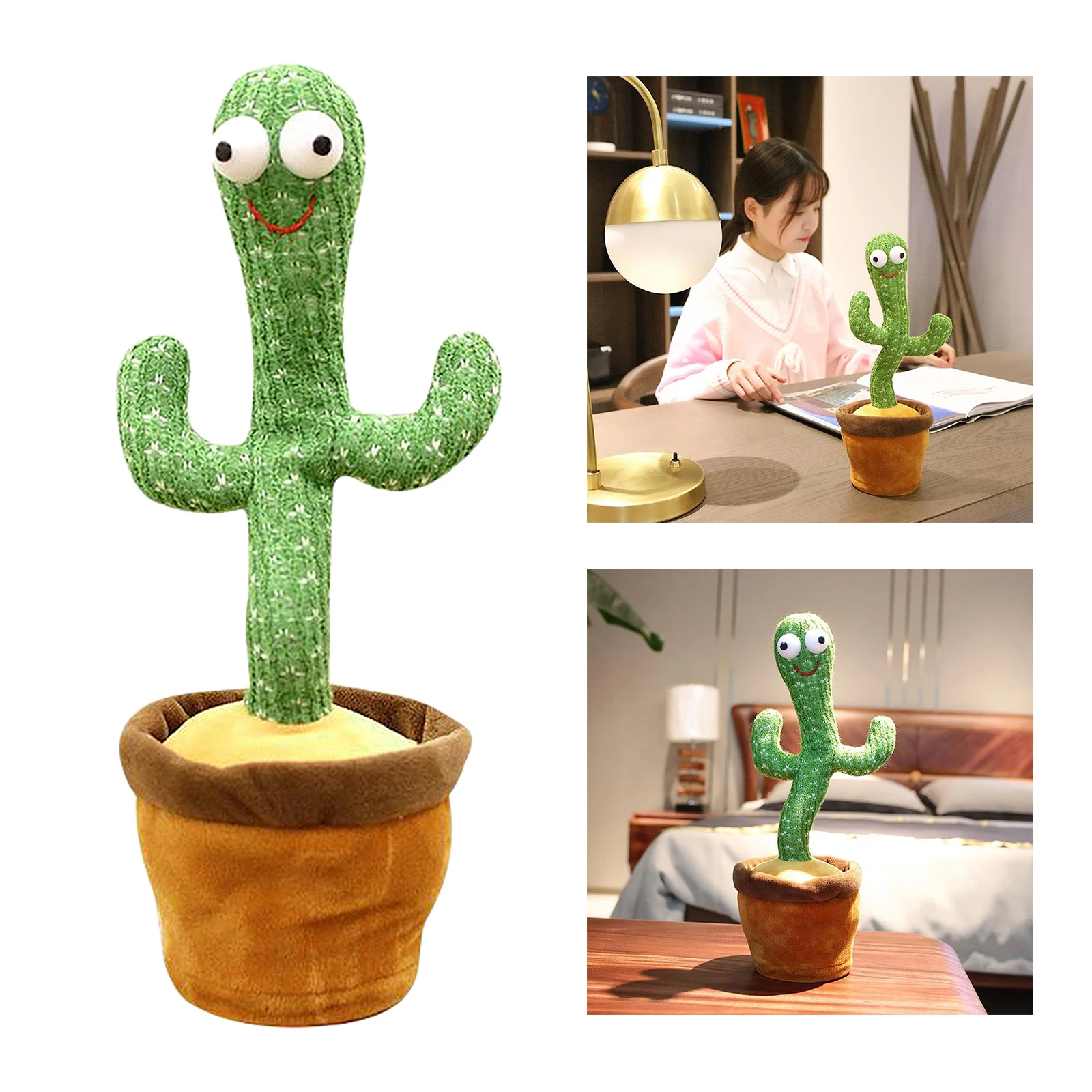 Mu&ntilde;eco de peluche el&eacute;ctrico con forma de Cactus para ni&ntilde;os, juguete de felpa con forma de Cactus, juguete divertido para bailar, juguete de grabaci&oacute;n decorativo con USB-1
