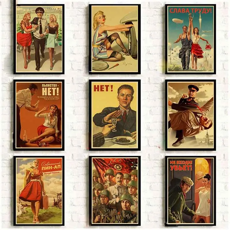 

Stalin USSR CCCP Retro Poster Good Quality Printed Wall Retro Posters For Home Bar Cafe Room Canvas Painting Art Decorations