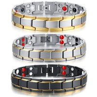 stainless steel magnetic bracelet mens chain bracelet hematite health germanium energy bracelet for men women benefits wholesale