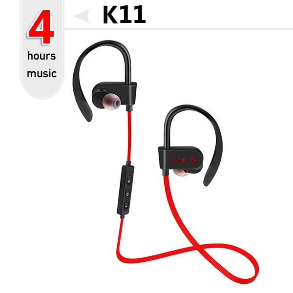 K11-Red-4h Беспроводные bluetooth наушники, спортивные наушники, гарнитура с защитой от пота, стерео наушники с микрофоном для телефона - Цвет: K11-Red-4h