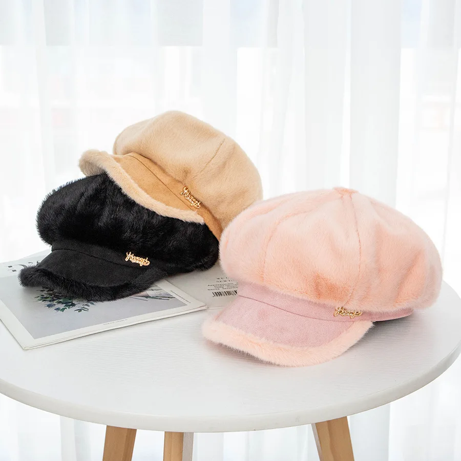 Женские шапки USPOP толстые теплые зимние из норкового бархата восьмиугольные