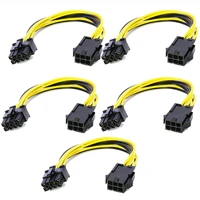 5pcs 6 pin feamle to 8 male pin pcie power cable cpu graphics card pci express power supply converter cable card power