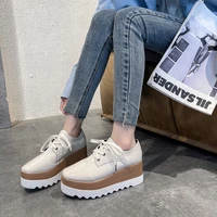 women patent leather platform wedges chunky sneakers for woman thick bottom casual shoes zapatillas mujer england shoes 2022 new