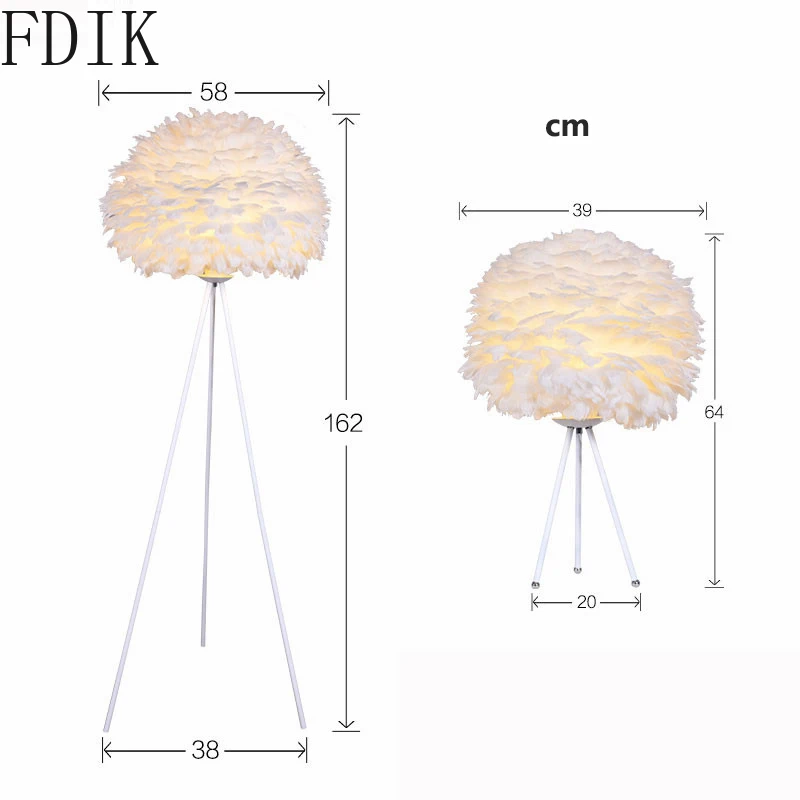 Feather Floor Lamps Loft Led Standing Lamp for Bedroom Living Room Nordic Decoration Home Mirror Light Wedding Luminaire | Лампы и