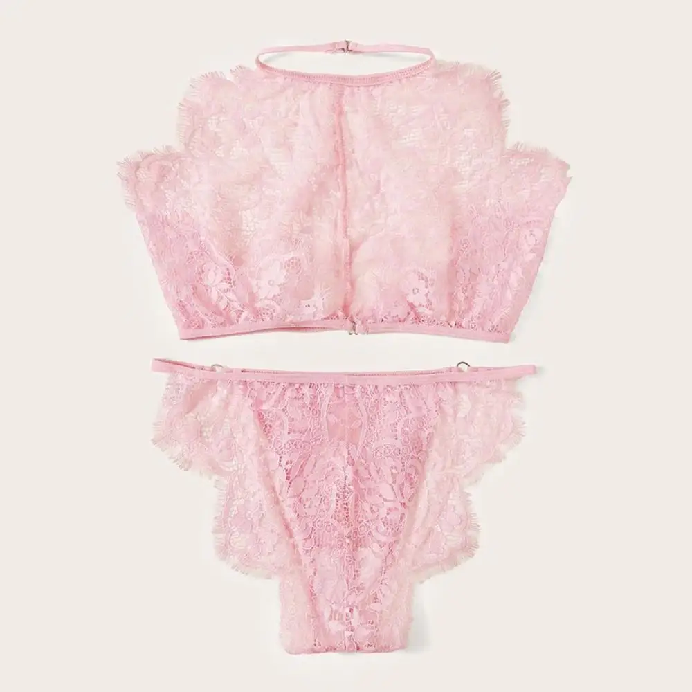 Женский комплект нижнего белья кружевной бюстгальтер с открытой спиной и