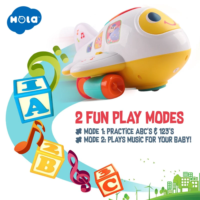HOLA 6103 Детские игрушки электронный самолет игрушка с подсветкой и музыкой