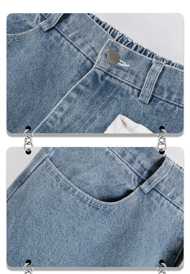 Blue Men Hip Hop Loose Pants Jeans Baggy Cargo Pants Oversized High Street Straight Denim Trousers Harajuku Dance Streetwear