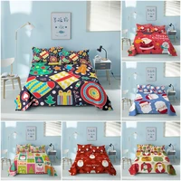 merry christmas bed sheet 3d printed santa claus polyester bed sheets and pillowcases for kids adults bedding flat sheet