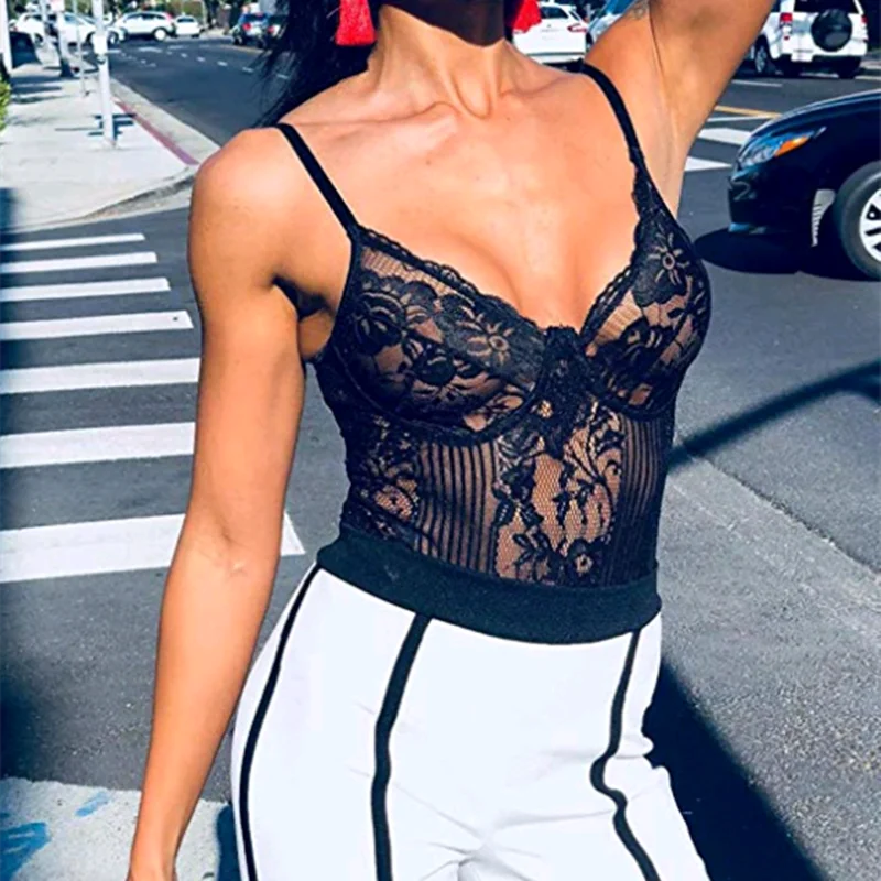 Neon Lace Bodysuit Transparent Body Mujer Plus Size 3XL 5XL Black Outfits Hot Streetwear Sexy Jumpsuit Women Kombinezony RS80536