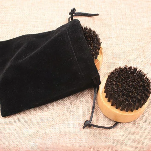 Маленькая круглая щетка для бороды из натурального бамбукового дерева 1 шт. усов