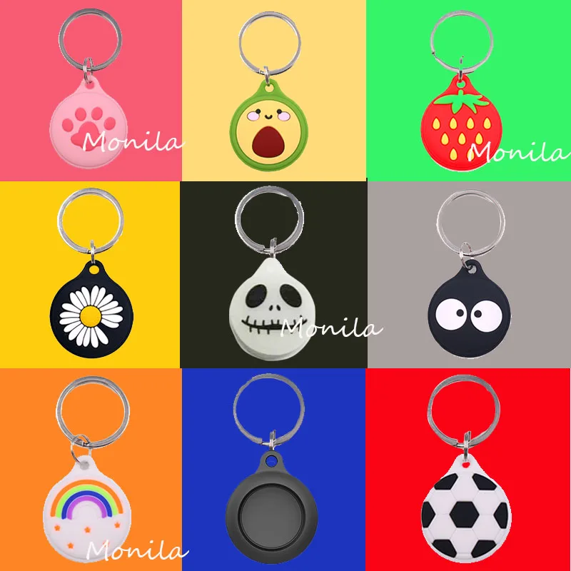 

Football Daisy Flower Strawberry Skull Cute Cartoon Cover For AirTag Case Locator Silicone Bumper Case For Apple AirTags Tracker