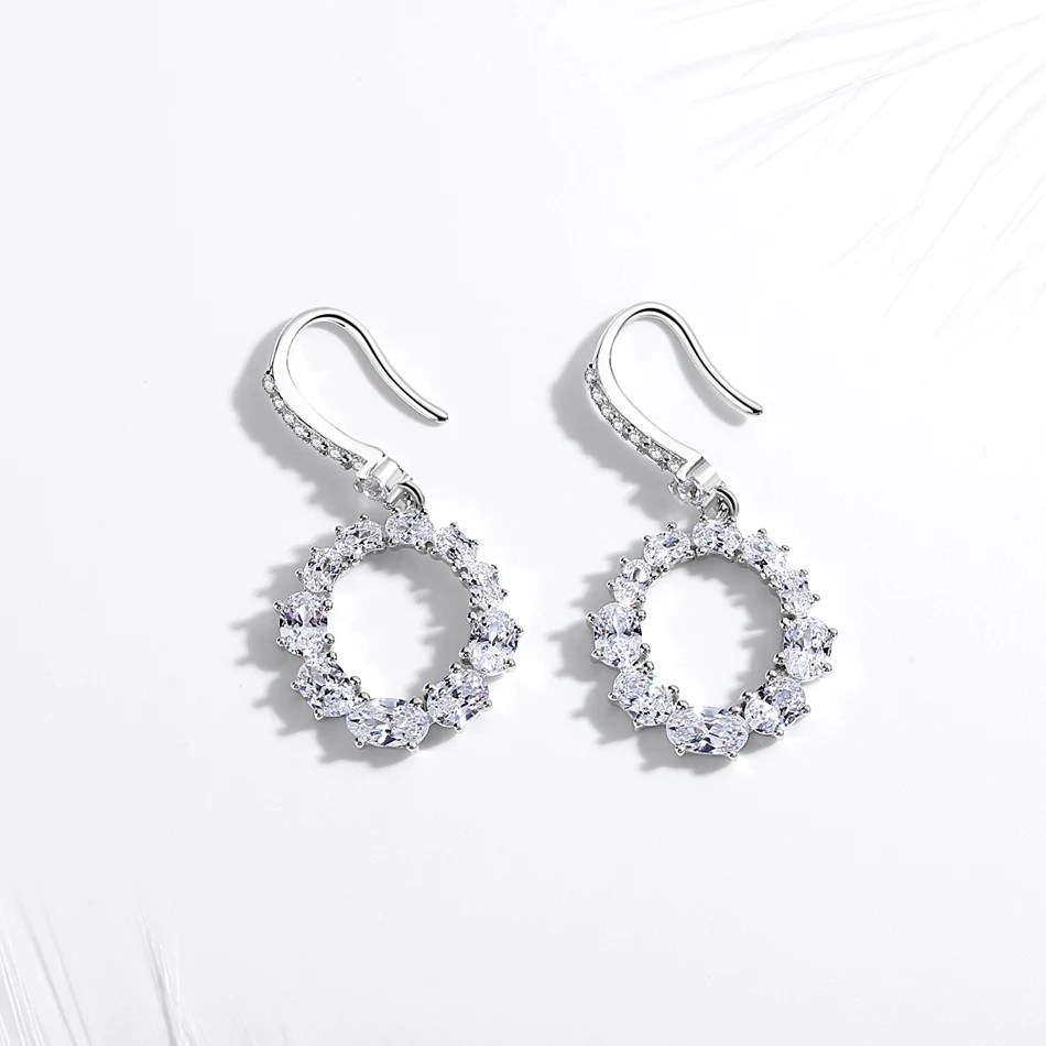 Женские серьги подвески из серебра 925 пробы с фианитами|Серьги-подвески| |