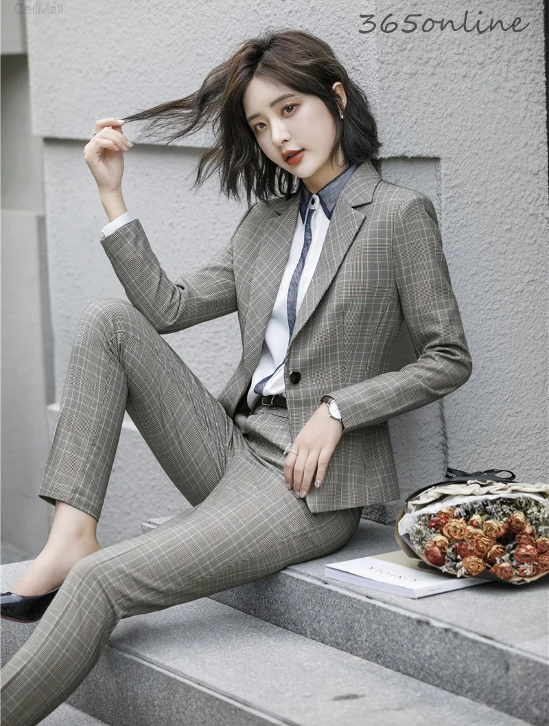 Высококачественный тканевый модный клетчатый осенне-зимний женский офисный