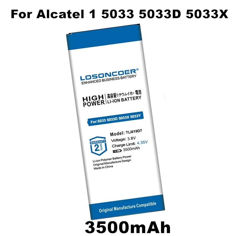 

For Alcatel 1 5033 5033D 5033X 5033Y 5033A 5033T 5033J / Telstra Essential Plus 2018 / TCL U3A Battery TLi019D7 3500mAh Battery