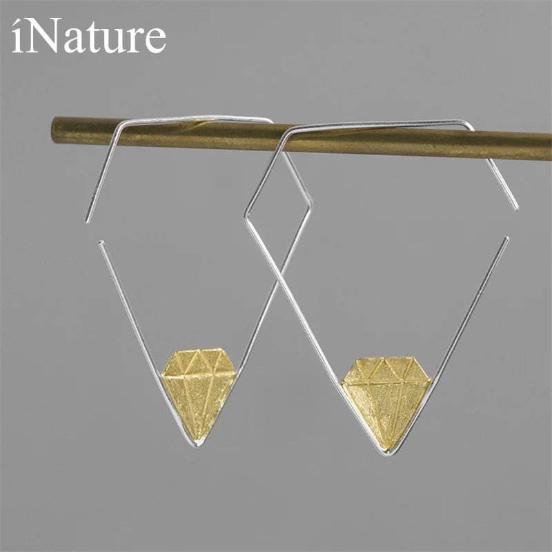 INATURE 925 стерлингового серебра с геометрическими фигурами треугольниками