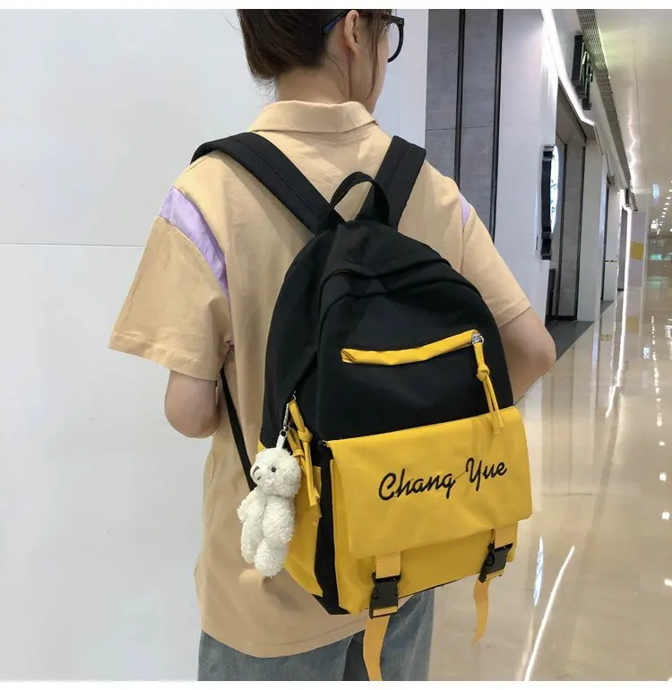 

College wind small pure and fresh recreational sweet girl student schoolbag contrast color adornment backpacks
