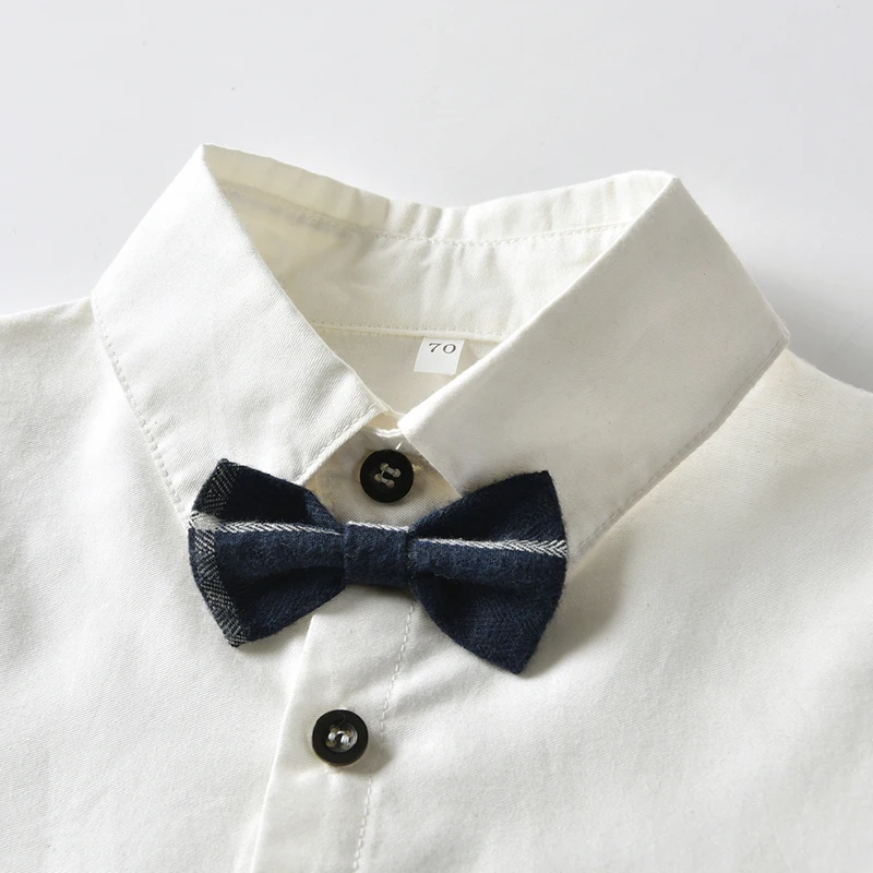 top and Toddler Boys Summer Outfits Short Sleeve Bowtie Shirts Tops+Overalls 2PCS Suit Kids Little Boy Gentleman Clothes Set |