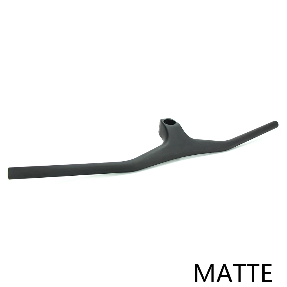 New No Logo 3K/UD Carbon One-shaped Integrated MTB Handlebar Bicycle Riser -17° degree With 80-110mm Match High quality | Спорт и