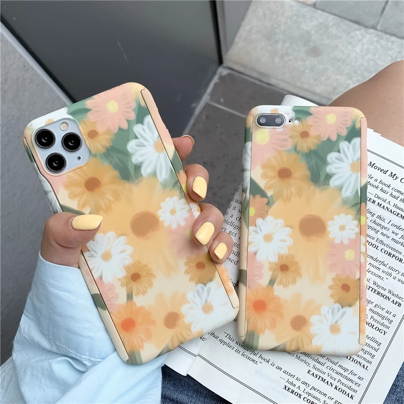 Чехол для iPhone 7 с цветочным рисунком 360 градусов защита всего тела цветочный чехол