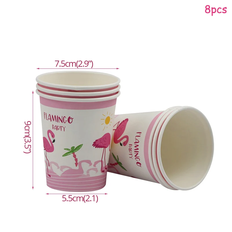 8pcs Paper Cups "ALOHA" День Рождения Декор Фламинго вечерние баннеры бумажные кисточки гирлянды воздушные шары девичник вечерние украшения - Цвет: 8pcs Paper Cups