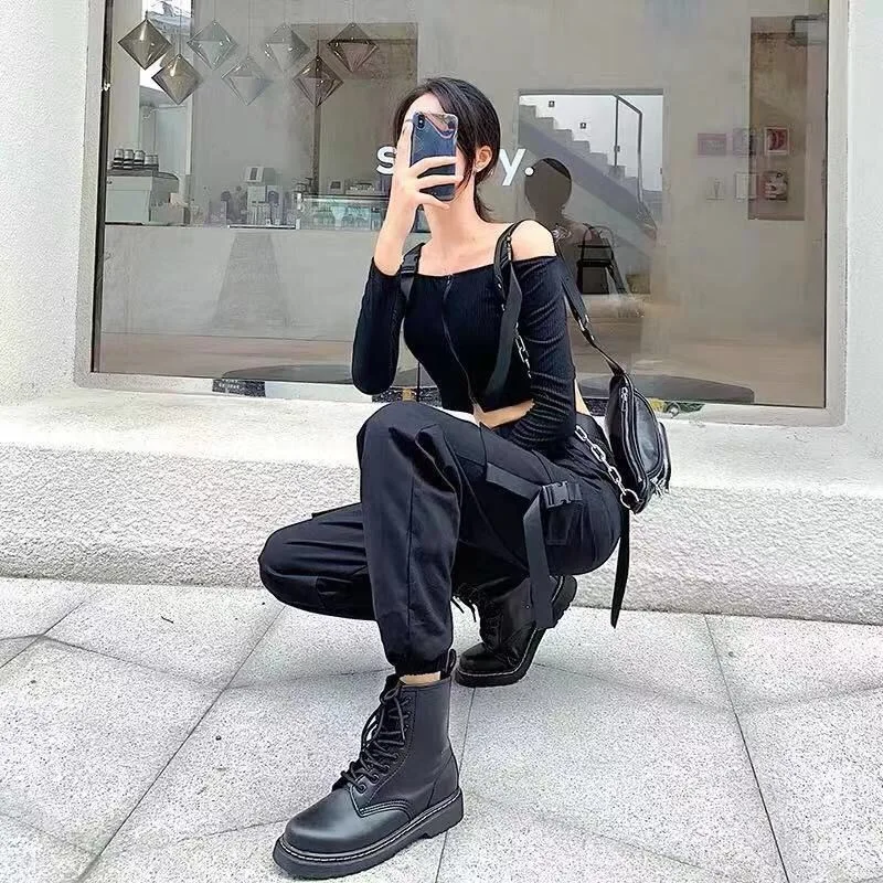 Брюки-карго женские с завышенной талией свободные джоггеры брюки-султанки в