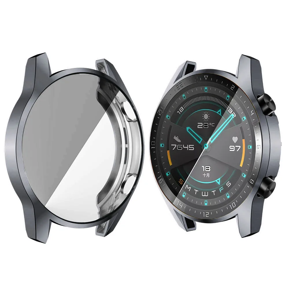 gray Совместимость с huawei Watch GT2 46 мм полный чехол с встроенной защитной пленкой - Цвет: gray