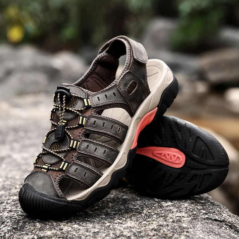 

2021 new summer men's shoes comfortable leather sandals outdoor breathable sandals beach sandals men's high-quality sandals
