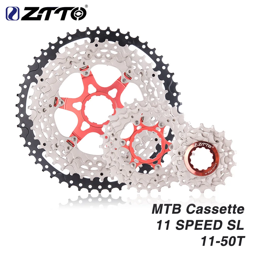 ZTTO Mountain Bike 11Speed 50T Black Silver SL-Red Double Aluminum Frame HG Bicycle Freewheel Wide Ratio  Durability for Cycling